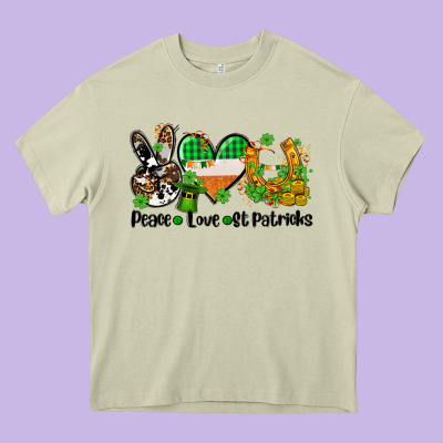 Peace Love St Patricks Heavy Core Tee Designed By Adodesignshop