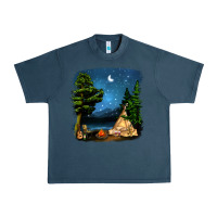 Midnight Navy Night Glamping Camp With Wine Urban Heavy Tee - BundleAndBundleShop