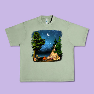 Night Glamping Camp With Wine Urban Heavy Tee Designed By Bundleandbundleshop