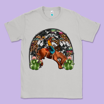 Rodeo Cowboy Rainbow Classic Tee Designed By Jahusdesignshop
