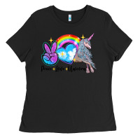 Black peace love unicorn Ladies Tee - LillyAllenDesigns