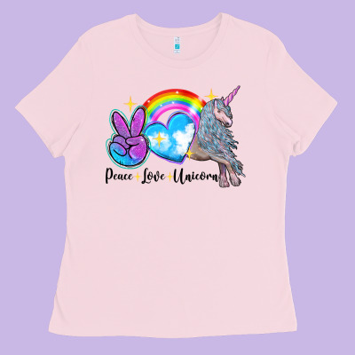 Peace Love Unicorn Ladies Tee Designed By Lillyallendesigns