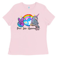 Bubblegum Pink peace love unicorn Ladies Tee - LillyAllenDesigns