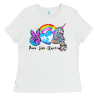 White peace love unicorn Ladies Tee - LillyAllenDesigns