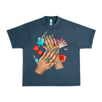 Midnight Navy Western Nail Art With Nail Material Bbs Urban Heavy Tee - BundleAndBundleShop
