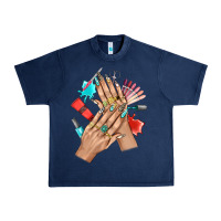 Navy Western Nail Art With Nail Material Bbs Urban Heavy Tee - BundleAndBundleShop