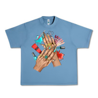 Pebble Blue Western Nail Art With Nail Material Bbs Urban Heavy Tee - BundleAndBundleShop
