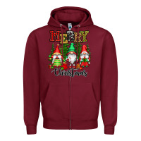 Burgundy merry christmas gnomes Zipper Hoodie - CowGirlArtShop