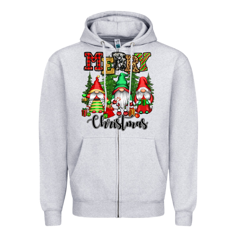 Merry Christmas Gnomes Zipper Hoodie by CowGirlArtShop | Teevron