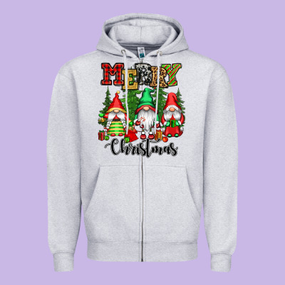 Merry Christmas Gnomes Zipper Hoodie Designed By Cowgirlartshop