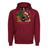 Burgundy tis the season Zipper Hoodie - CowGirlArtShop