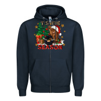 Navy tis the season Zipper Hoodie - CowGirlArtShop