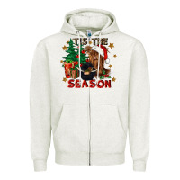 Oatmeal Heather tis the season Zipper Hoodie - CowGirlArtShop