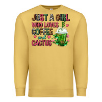 Antique Gold Just A Girl Who Loves Coffee And Cactus Frappe Premium Sweatshirt - FaDigitalArtStudio