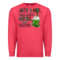 Cardinal Just A Girl Who Loves Coffee And Cactus Frappe Premium Sweatshirt - FaDigitalArtStudio