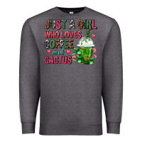 Charcoal Heather Just A Girl Who Loves Coffee And Cactus Frappe Premium Sweatshirt - FaDigitalArtStudio