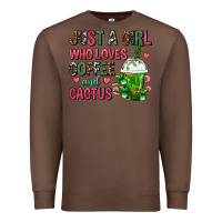 Chestnut Just A Girl Who Loves Coffee And Cactus Frappe Premium Sweatshirt - FaDigitalArtStudio