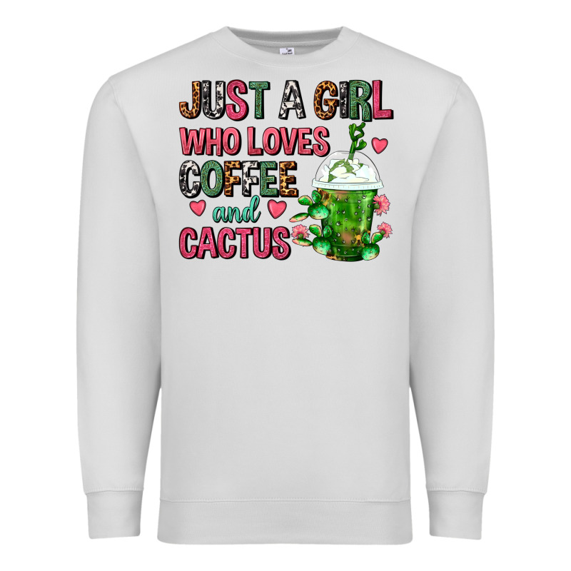 Just A Girl Who Loves Coffee And Cactus Frappe Premium Sweatshirt by FaDigitalArtStudio | Teevron