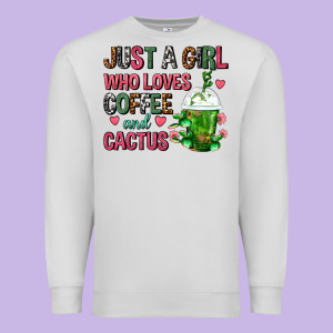 Just A Girl Who Loves Coffee And Cactus Frappe Premium Sweatshirt Designed By Fadigitalartstudio