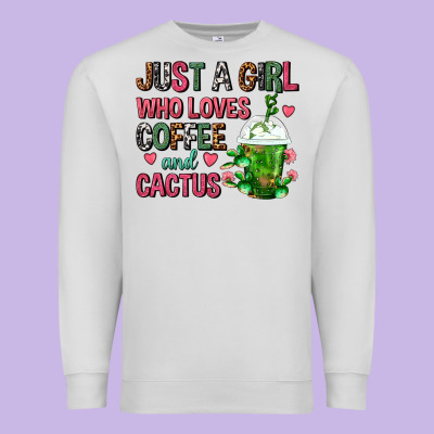 Just A Girl Who Loves Coffee And Cactus Frappe Premium Sweatshirt Designed By Fadigitalartstudio