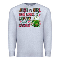 Heather Grey Just A Girl Who Loves Coffee And Cactus Frappe Premium Sweatshirt - FaDigitalArtStudio