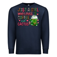 Navy Just A Girl Who Loves Coffee And Cactus Frappe Premium Sweatshirt - FaDigitalArtStudio
