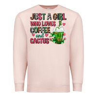 Pale Pink Just A Girl Who Loves Coffee And Cactus Frappe Premium Sweatshirt - FaDigitalArtStudio