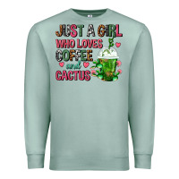 Seafoam Just A Girl Who Loves Coffee And Cactus Frappe Premium Sweatshirt - FaDigitalArtStudio
