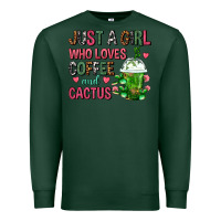 Sports Green Just A Girl Who Loves Coffee And Cactus Frappe Premium Sweatshirt - FaDigitalArtStudio