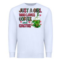 White Just A Girl Who Loves Coffee And Cactus Frappe Premium Sweatshirt - FaDigitalArtStudio