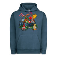 Pigment Midnight Navy summer gnomes  truck Urban Hoodie - CowhideDigitalArt