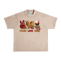 French Oak Peace Love Wine Urban Heavy Tee - BundleAndBundleShop