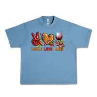 Pebble Blue Peace Love Wine Urban Heavy Tee - BundleAndBundleShop