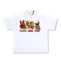 White Peace Love Wine Urban Heavy Tee - BundleAndBundleShop
