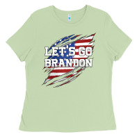 Matcha Let's Go Brandon Ripped Cloth with American Flag Ladies Tee - Jasminsmagicworld