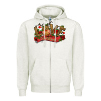 Oatmeal Heather love christmas reindeer Zipper Hoodie - CowGirlArtShop