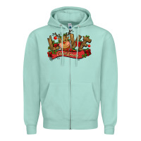 Seafoam love christmas reindeer Zipper Hoodie - CowGirlArtShop