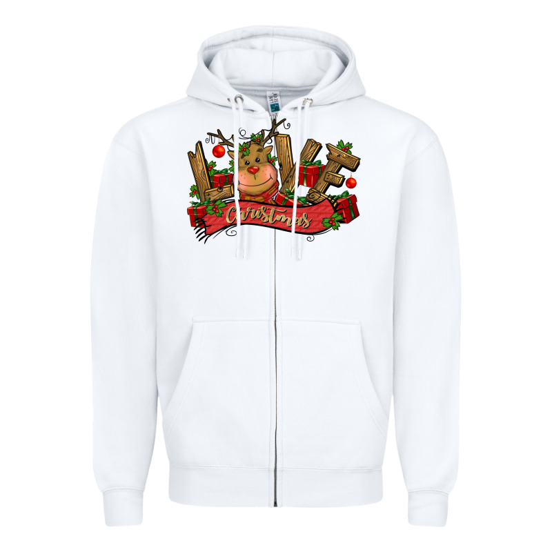 Love Christmas Reindeer Zipper Hoodie by CowGirlArtShop | Teevron