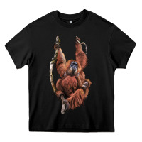 Black Orangutan And Baby Heavy Core Tee - LillyAllenDesigns