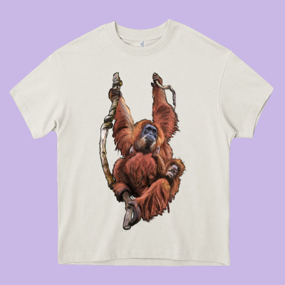 Orangutan And Baby Heavy Core Tee Designed By Lillyallendesigns