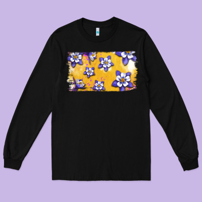 Rocky Mountain Columbine Flower Long Sleeve Tee Designed By Bettercallsaul