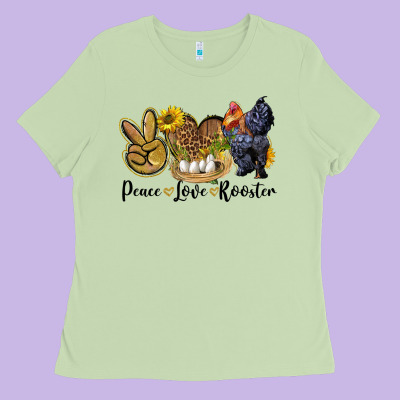 Peace Love Rooster Ladies Tee Designed By Lillyallendesigns