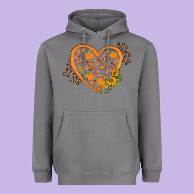 Western Autumn Heart Heavyweight Hoodie Designed By Fadigitalartstudio