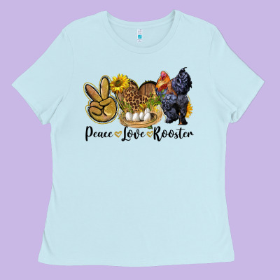 Peace Love Rooster Ladies Tee Designed By Lillyallendesigns