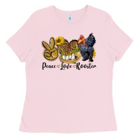 Bubblegum Pink Peace Love Rooster Ladies Tee - LillyAllenDesigns