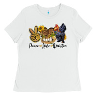 White Peace Love Rooster Ladies Tee - LillyAllenDesigns