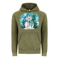 Vintage Olive winter snowman Vintage Hoodie - MaliasSmallBusiness