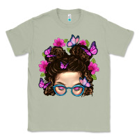 Matcha Messy Bun Mom With Butterfly Classic Tee - BundleAndBundleShop