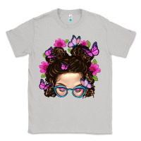 Moon Dust Messy Bun Mom With Butterfly Classic Tee - BundleAndBundleShop
