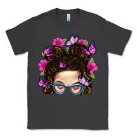 Smoke Messy Bun Mom With Butterfly Classic Tee - BundleAndBundleShop